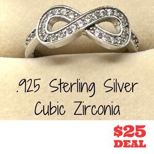.925 Sterling Silver and Cubic Zirconia Eternity Pinky Ring